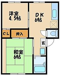 ホワイトポピンズ 2DKの間取図画像
