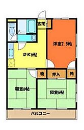 第二ヤマネハイム 3DKの間取図画像