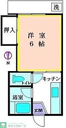 コーポ大野 1Kの間取図画像