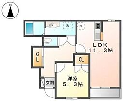 エクセルハイム 1LDKの間取図画像