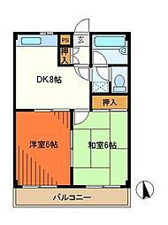 キャッスル聖蹟 2DKの間取図画像