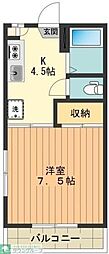 リヴェールハイツ 1Kの間取図画像