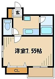 リズィエール 1Kの間取図画像