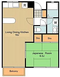 INA-HOUSE 1LDKの間取図画像