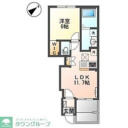 グリンコート 1LDKの間取図画像