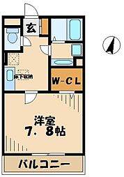 D-room堀之内 1Kの間取図画像