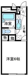 レオパレスクレスト原宿2 1Kの間取図画像