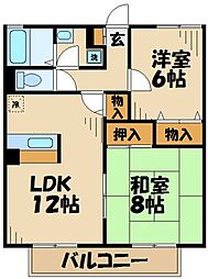 ビイフラット 2LDKの間取図画像