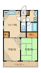 サンハイムE3 2DKの間取図画像