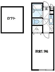 ロッシェル橋本61号棟 1Kの間取図画像