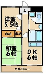 グランドハイツ谷合 2DKの間取図画像