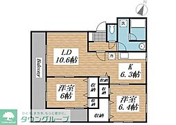 ラ・フォーレ伍番館 2LDKの間取図画像