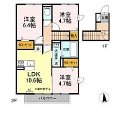 フェリーチェ 3LDKの間取図画像