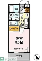 グランスタシオン宮上1 1Kの間取図画像
