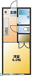 第二洗馬川荘 1Kの間取図画像