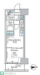 パークアクシス新宿百人町 4階1DKの間取り
