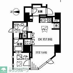 プライムアーバン四谷外苑東 2階ワンルームの間取り