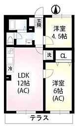 エルファミール 2階2LDKの間取り