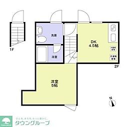 ニシオギソウ 2階1DKの間取り