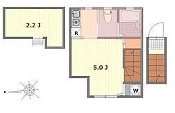 シャイニーソフト高円寺 2階1Kの間取り