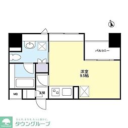 グランカーサ新宿御苑 6階ワンルームの間取り