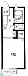 ウィスタリア 2階1Kの間取り