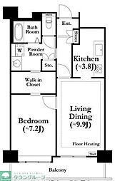 河田町ガーデン4 5階1LDKの間取り