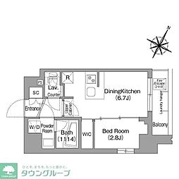 コンフォリア・リヴ新中野ＳＯＵＴＨ 4階1DKの間取り