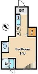 Ｓ　ＦＬＡＴ　Ｓｕｇｉｎａｍｉ 1階ワンルームの間取り