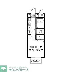 テラスリバーサイド 2階1Kの間取り