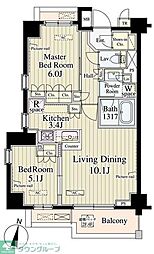 ル・シュクレ永福 2階2LDKの間取り