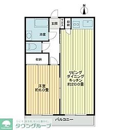マンション高田馬場 3階2Kの間取り