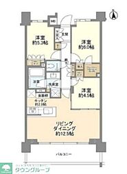 パークホームズ中野中央フォーシーズンズコート 4階3LDKの間取り