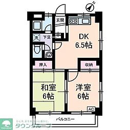 ベルカディーマンション 2階2DKの間取り