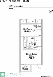 プライムアーバン市谷仲之町 3階1LDKの間取り