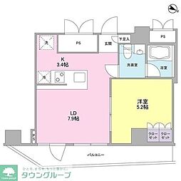 ステイレジデンス西新宿 13階1LDKの間取り