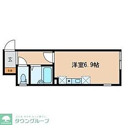 リヴ桜台 1階ワンルームの間取り