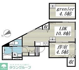 アトラス野方 1LDKの間取図画像