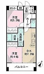 アビオン中野坂上 2DKの間取図画像