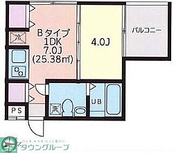 アートフル中井 1DKの間取図画像