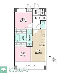 アビオン中野坂上 2DKの間取図画像