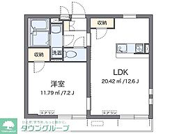 ソレイユ中野新橋 1LDKの間取図画像