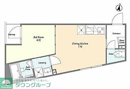 w/FLUFFY西早稲田 1DKの間取図画像