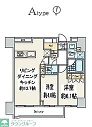 クレストコート中野富士見町 2LDKの間取図画像