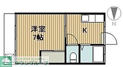ハイツカナン 1Kの間取図画像