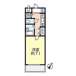 グランヴァン新宿柏木 1Kの間取図画像