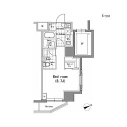 パークハビオ新橋 1Kの間取図画像
