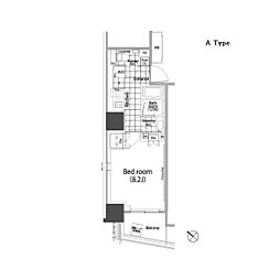 パークハビオ赤坂タワー 1Kの間取図画像