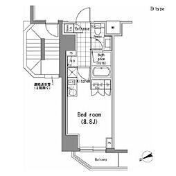 パークハビオ新橋 3階ワンルームの間取り