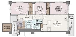 市ヶ谷薬王寺マンション 3LDKの間取図画像